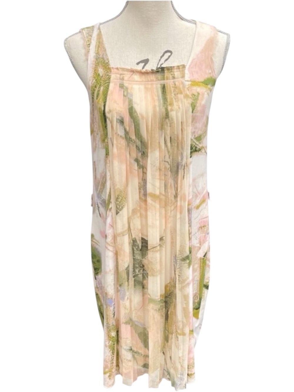 Simply Vera Vera Wang Pink/Green/White Abstract Sleeveless Dress (S)